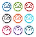 Speedometer gauge icon flat round buttons set illustration design Royalty Free Stock Photo