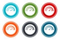 Speedometer gauge icon flat vector illustration design round buttons collection 6 concept colorful frame simple circle set Royalty Free Stock Photo
