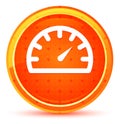 Speedometer gauge icon natural orange round button