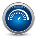 Speedometer gauge icon starburst shiny blue round button illustration design concept Royalty Free Stock Photo