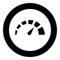 Speedometer icon black color in circle round Royalty Free Stock Photo