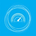 Speedometer icon on a blue background with abstract circles around and place for your text. Royalty Free Stock Photo