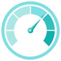 Speedometer icon in light blue tones measures performance, progress, or efficiency Royalty Free Stock Photo