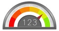 Speedometer icon. Perfomance measure indicator. Pressure meter