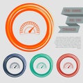 Speedometer icon on the red, blue, green, orange buttons for your website and design with space text. Royalty Free Stock Photo