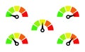 Speedometer icon set. Color scale, speedometer, tachometer icons.vector illustration. Royalty Free Stock Photo
