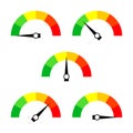 Speedometer icon or sign with arrow. Collection of colorful Infographic gauge element. Royalty Free Stock Photo