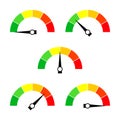 Speedometer icon or sign with arrow. Collection of colorful Infographic gauge element.