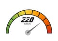 Speedometer icon vector with speed indicator, vector illustration Royalty Free Stock Photo