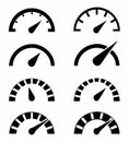 Speedometer Icons Gauge Meter Performance Dashboard Progress Measurement Indicators Level Speed