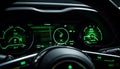 Speedometer illuminated in dashboard, displaying blue speed limit generated by AI Royalty Free Stock Photo