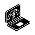 Speedometer inside laptop screen, concept icon of laptop optimization Royalty Free Stock Photo