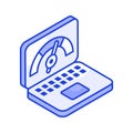 Speedometer inside laptop screen, concept icon of laptop optimization Royalty Free Stock Photo
