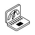 Speedometer inside laptop screen, concept icon of laptop optimization Royalty Free Stock Photo