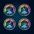 The Speedometer of a Level. Four Level Difficulty. Isolated Vector Illustration