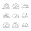 Speedometer level panel logo set, outline style