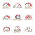 Speedometer level panel logo set vector color