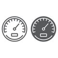 Speedometer line and glyph icon, data
