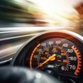 Speedometer on a motorcycle with blurred motion