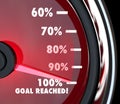 Speedometer Needle Hits 100 Percent Goal Reached Royalty Free Stock Photo