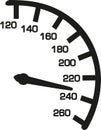 Speedometer with numbers from 120 to 260