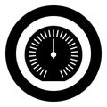 Speedometer odometer speed counter meter icon in circle round black color vector illustration image solid outline style