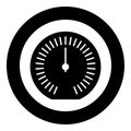 Speedometer odometer speed counter meter icon in circle round black color vector illustration image solid outline style