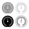 Speedometer odometer speed counter meter set icon grey black color vector illustration image solid fill outline contour line thin Royalty Free Stock Photo