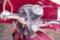 Speedometer of old red rusty motorcycle Royalty Free Stock Photo