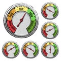 Speedometer. Poor, fair, good, excellent - rating meter. Vector illustration