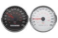 Speedometer set. Kilometers and miles. Black and white car dashboard gauges Royalty Free Stock Photo