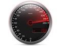 Speedometer showing maximum speed with needle in red Royalty Free Stock Photo