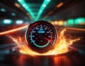 A speedometer shrouded in flames Royalty Free Stock Photo