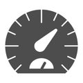 Speedometer solid icon. Tachometer vector illustration isolated on white. Car dashboard glyph style design, designed for