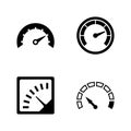 Speedometer, Speed Measurement. Simple Related Vector Icons