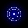 speedometer speed time clock icon in blue neon style.. Elements of time illustration icon. Signs, symbols can be used for web,