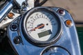 Speedometer on a sports retro motorcycle.