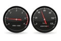 Speedometer and tachometer. Black car dashboard gauges Royalty Free Stock Photo