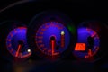 Speedometer, tachometer and fuel by night Royalty Free Stock Photo