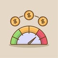 Speedometer or tachometer icon in flat style. Increase productivity cartoon vector illustration