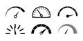 Speedometer, tachometer, indicator icons. Performance measurement. White background. Vector illustration. EPS 10 Royalty Free Stock Photo