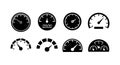 Speedometer and Tachometer Vector Icons Set in Black and White Design for Dashboard Instruments Royalty Free Stock Photo
