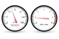 Speedometer and tachometer. White car dashboard gauges Royalty Free Stock Photo