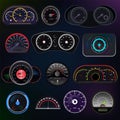 Speedometer vector car speed dashboard panel and speed-up power measurement design illustration set of speed-limit Royalty Free Stock Photo