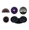 Speedometer vector car speed dashboard panel and speed-up power measurement design illustration set of speed-limit Royalty Free Stock Photo