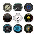 Speedometer vector car speed dashboard panel and speed-up power measurement illustration set of speed-limit control Royalty Free Stock Photo