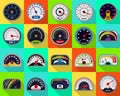 Speedometer vector flat set icon. Vector illustration speed of car on white background . flat set icon speedometer. Royalty Free Stock Photo