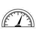Speedometer vector icon. Hand drawn doodle illustration. Outline speed meter. Isolated black sketch on a white background Royalty Free Stock Photo