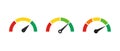 Speedometer vector icons set. Colour scale tachometer Royalty Free Stock Photo