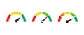 Speedometer vector icons set. Colour scale tachometer